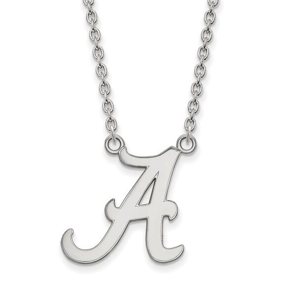 Sterling Silver U of Alabama Large Initial A Pendant Necklace